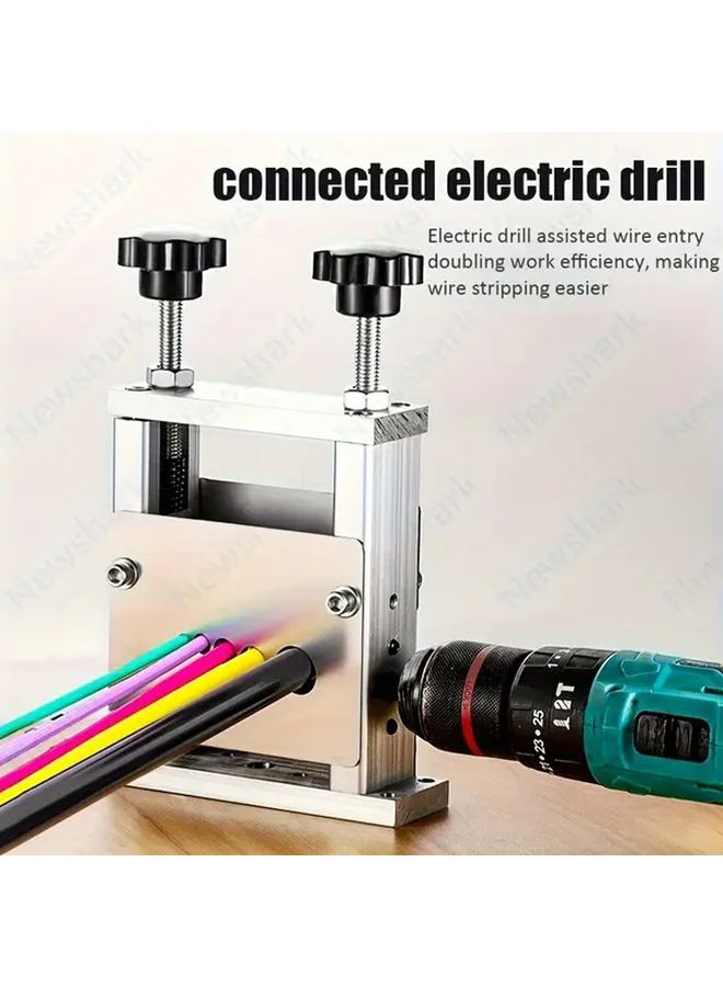 Heavy Duty Manual Wire Stripper Portable Handheld Crank Handle Aluminum Frame 6 Inlet Holes - Image 2